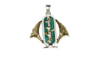 Sterling Silver Stone Inlaid Personalized Cartouche