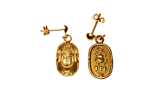 scarab earrings 18k gold or 900 silver