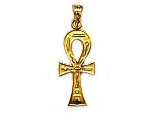 embossed ankh pendant in 18k gold