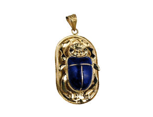 18k gold scarab pendant with inlaid stone