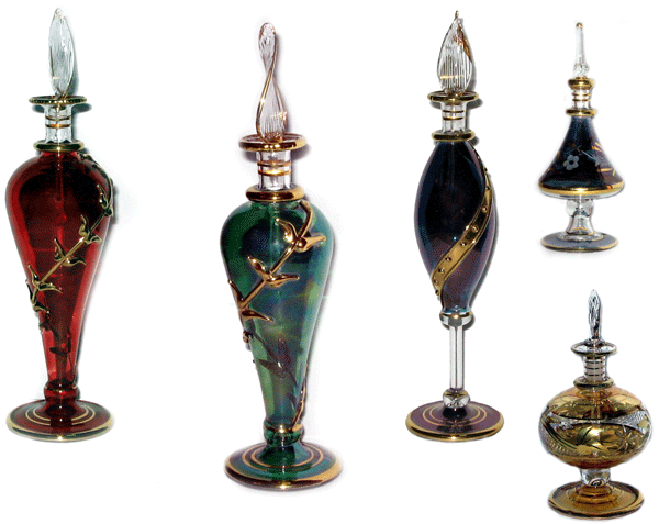 Egyptian blown glass perfume bottles