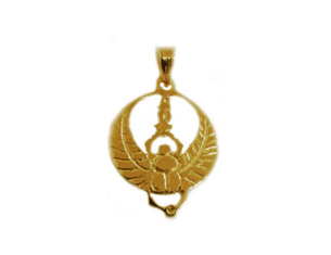 18k gold winged scarab pendant